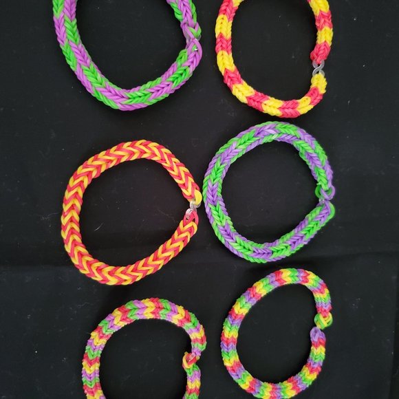 Handmade Yellow and Green Rainbow Loom Bracelet Set/New - Picture 3 of 6